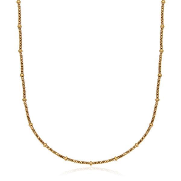 CJ STEELX 2mm Beaded Mesh Chain Necklace SIze 16 - Gold