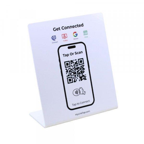 Smart Plate NFC Digital Business Stand - Contact Sharing - Social Media, Contact, Payment & More with FREE Instant Bio Page - White