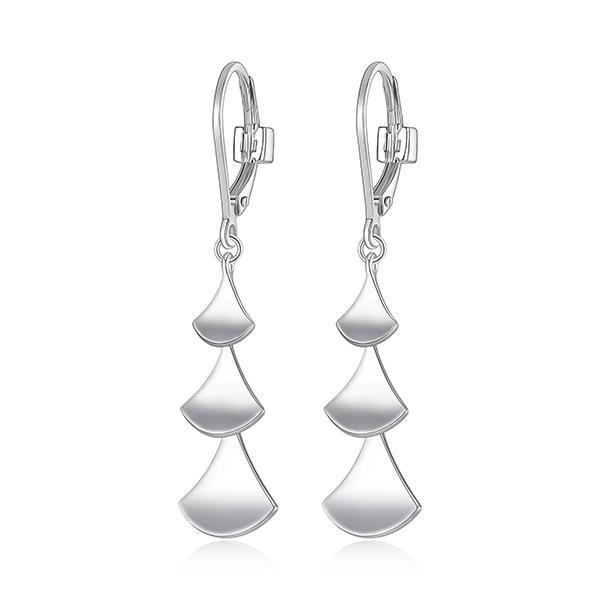 ER2LCFHA0-W Sterling Silver DELTA Triangular Silver Link Dangle Earrings