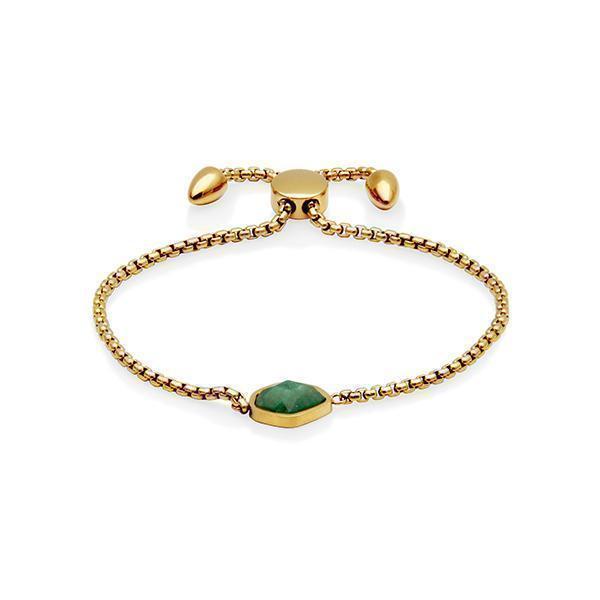 CJ Steelx Green Aventurine Bolo Bracelet - Gold