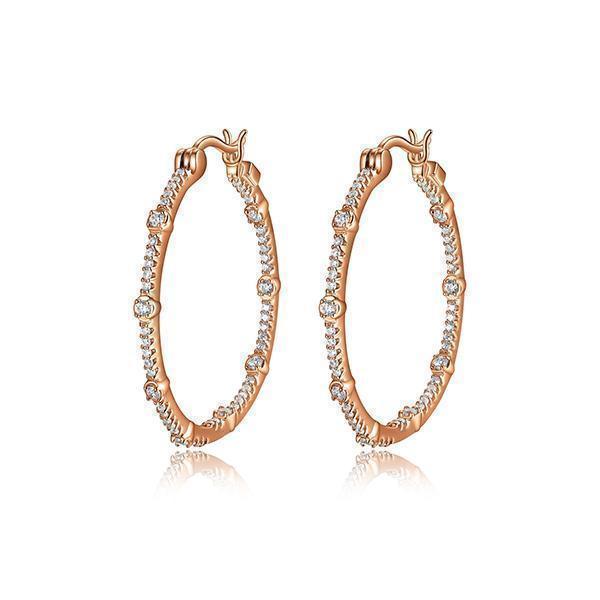 E32LCBX-R "Rodeo Drive" Sterling Silver Cubic Zirconia Station Hoop Earrings