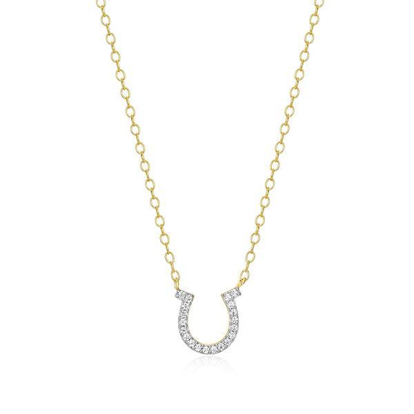 CJ Monte sterling silver lab­created diamond lucky horseshoe necklace