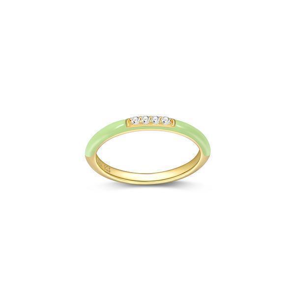 Cotton Candy Collection Diamondlite Cubic Zirconia Enamel Stackable Ring - Green - Size 6