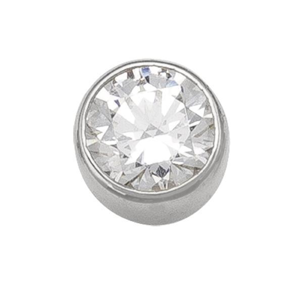 10K Silver Round Cubic Zirconia Stud Earrings