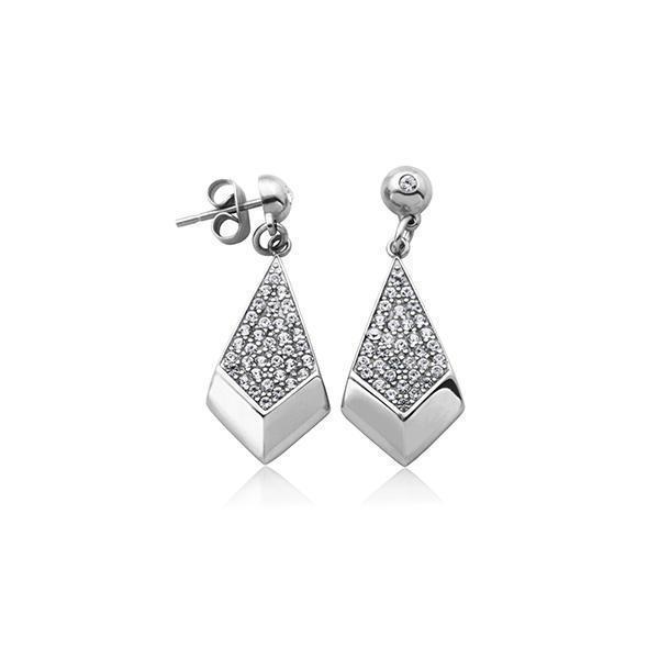 CJ Steelx Diamond Shape Stainless Steel Earrings with Cubic Zirconia