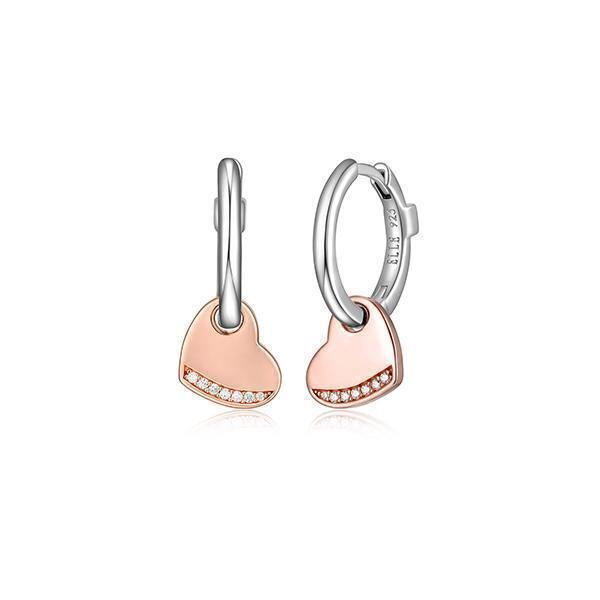 ER2LCPS-2T "Motif" 16mm Hoop and Heart with Cubic Zirconia Drop Earrings