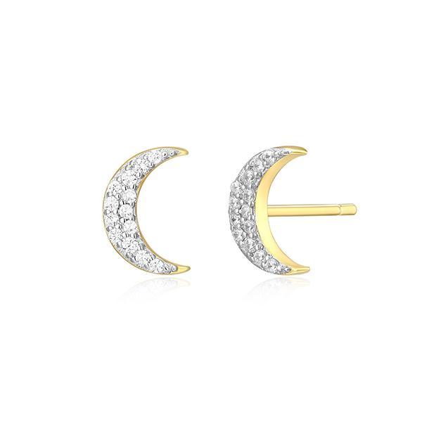 CJ Monte sterling silver lab­-created diamond crescent moon stud earrings