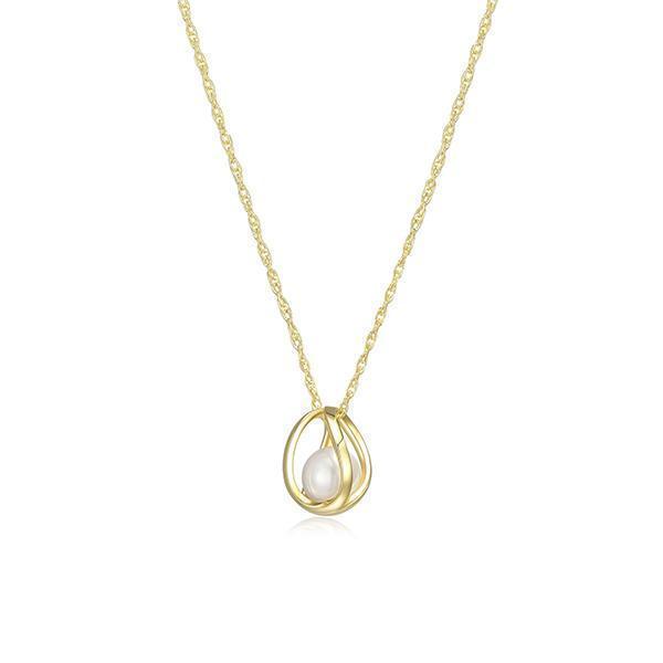 N30LBV5-Y "Luna" Sterling Silver White Pearl and Cage Necklace