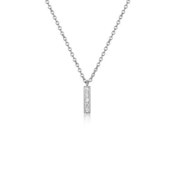 Diamondlite Cubic Zirconia Mini Bar Cable Chain Necklace - Silver