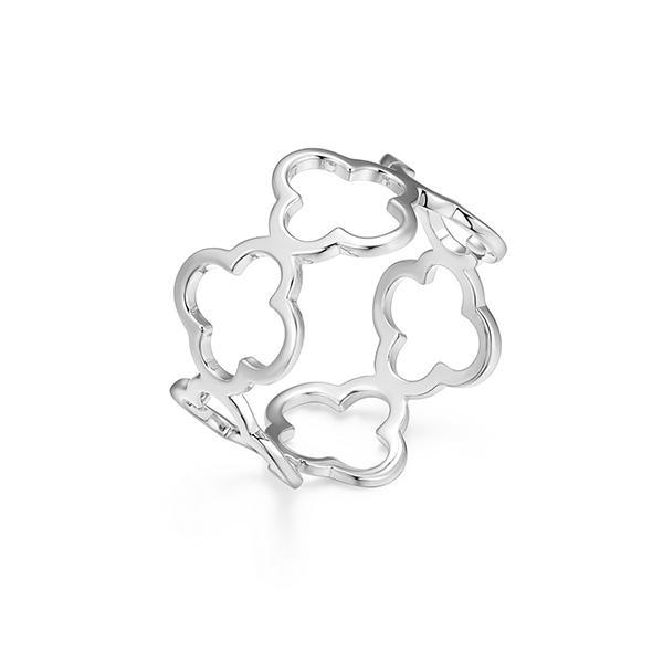 RR4ATSYA0-W-7 Sterling Silver Open Clover Band Ring Size 7