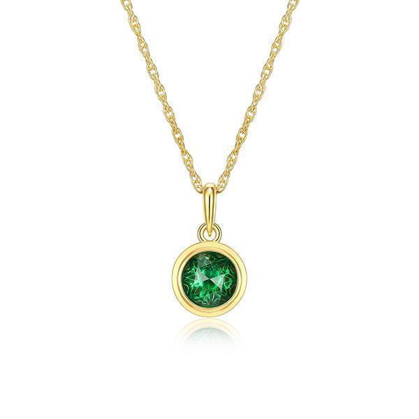 Celebration Gems 6mm Lab Grown Green Garnet North Star MAY Birthstone Necklace - Gold