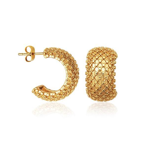 CJ STEELX Puffy Baroque Style Textured Hoop Earrings  - Gold