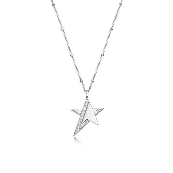 NR0LBUA-W "Motif" Star with Cubic Zirconia Necklace