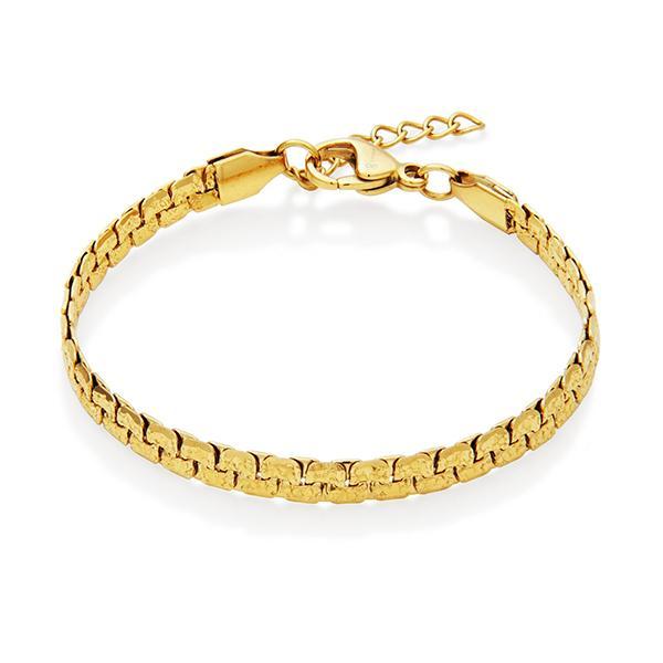 CJ STEELX High Polish Textured Fancy Bracelet Size 6.5 - Gold