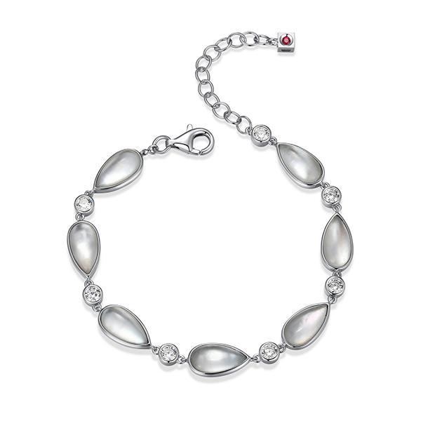 BR1LAN8G-W-6.5 Ethereal Drops CZ, Crystal and Mother of Pearl Doublet Station Bracelet Size 6.5