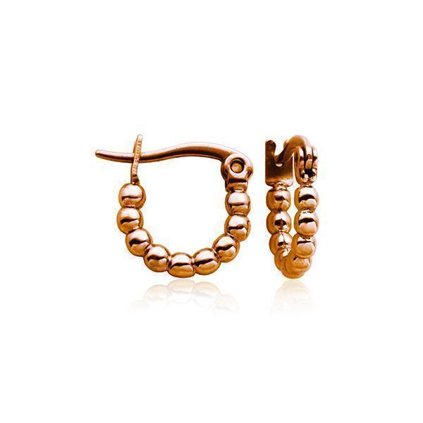 CJ Steelx 12mm Bead Hoop Earrings - Rose Gold