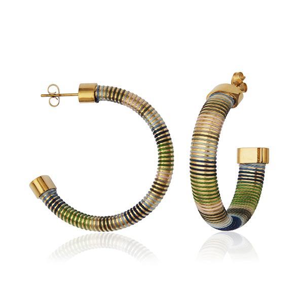 CJ STEELX Green Ombre Cord Wire Open Large Hoop Earrings - Gold