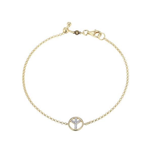 CJ Monte sterling silver lab­created diamond peace sign adjustable bracelet