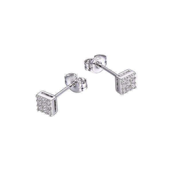Diamondlite Cubic Zirconia Mini Micro-Pavé Square Stud Earring - Silver