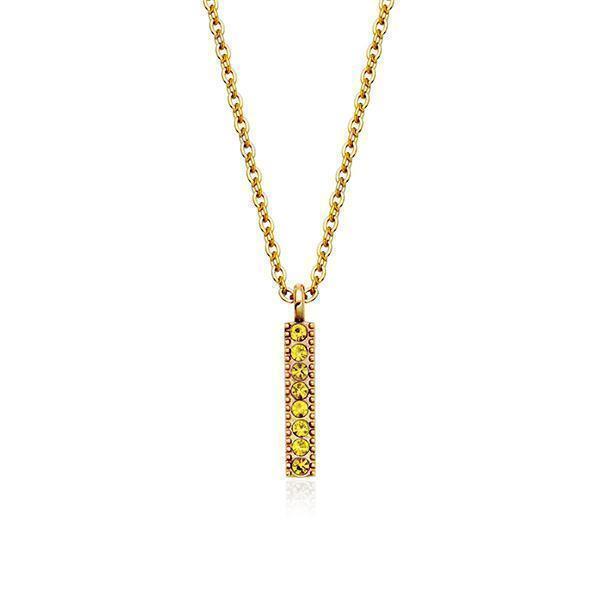 CJ Steelx Citrine Crystal Birthstone Bar Necklace - November