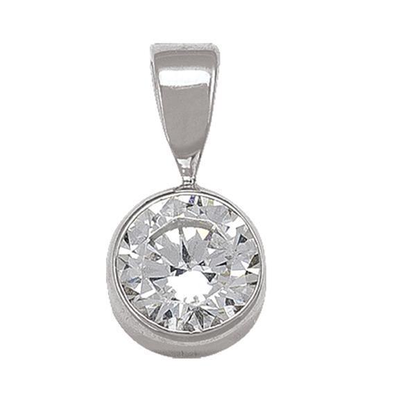 10K Silver Round Cubic Zirconia Pendant