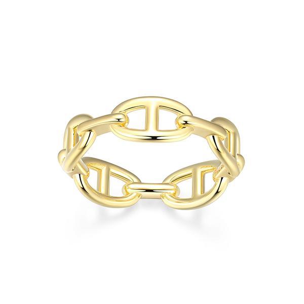 R34ATR7A0-Y-6 Sterling Silver Marine Link Ring Size 6