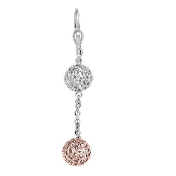 10K Rose Gold and Silver Fashion Drop Earrings - 2.4gm