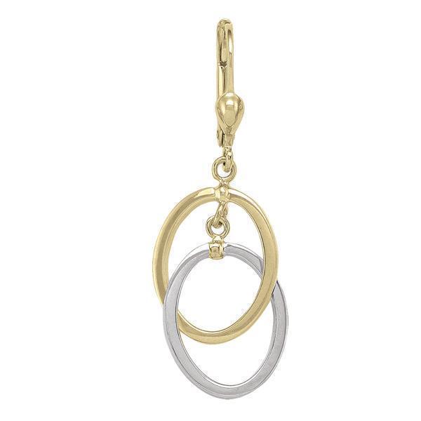 10K Gold and Silver Oval Ring Fashion Drop Earrings