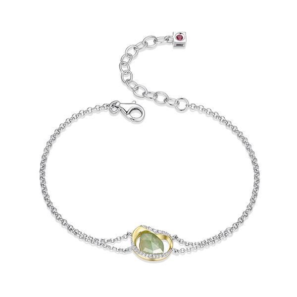 BR1LAP69-2T-6.5 Treasure Crystal and Amazonite Doublet Oval Two Tone Bracelet Size 6.5