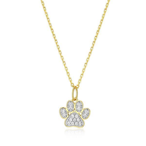 CJ Monte sterling silver lab­created diamond paw necklace