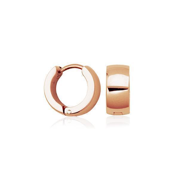 CJ STEELX 13mm Huggie Hoop Earrings - Rose Gold