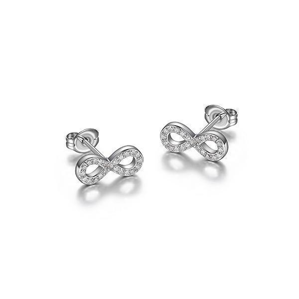 Diamondlite Cubic Zirconia Infinity Stud Earrings - Silver