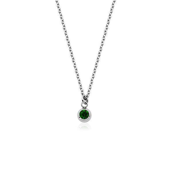 CJ Steelx Carded "May" Emerald Crystal Necklace - Silver