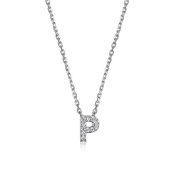 Diamondlite Cubic Zirconia Mini Initial P Necklace - Silver