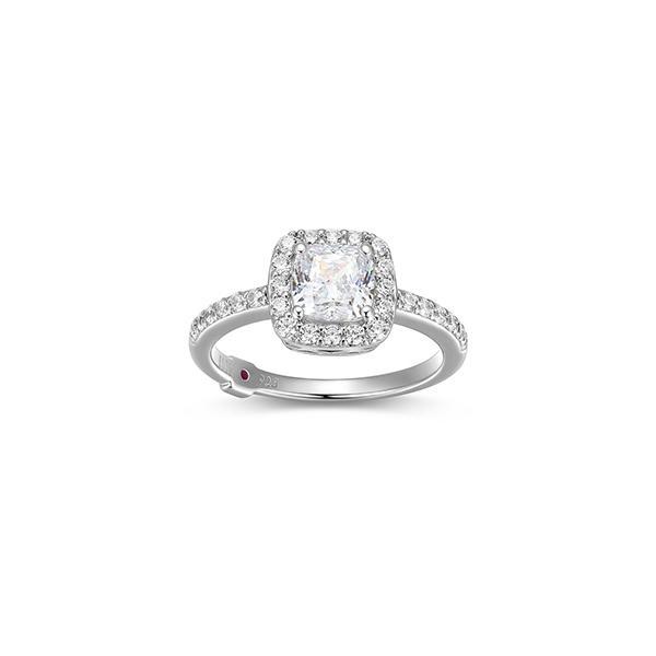 RR4LAHP00-W-8 Sterling Silver RADIANCE 6mm Cushion Cut Cubic Zirconia Halo Ring Size 8
