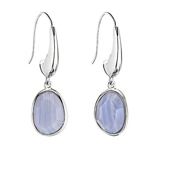 ER2LBHAAB-W Sterling Silver Blue Lace Agate Fishhook Earrings