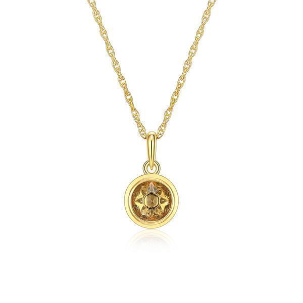Celebration Gems 6mm Genuine Citrine North Star NOV Birthstone Necklace - Gold