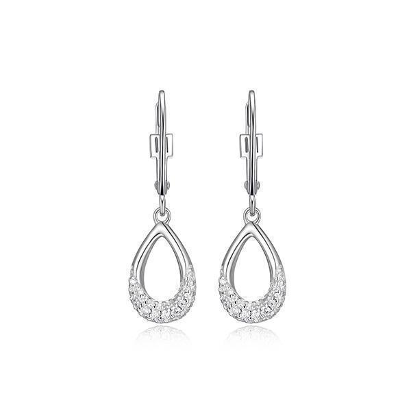ER2LCK5-W "Caramel" Pear Shape and Pave Cubic Zirconia Dangle Earrings