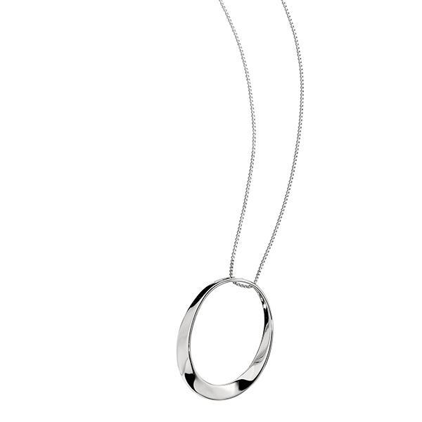 NR3L690A0-W-18 Sterling Silver Twisted Oval Necklace with Box Chain Necklace Size 18