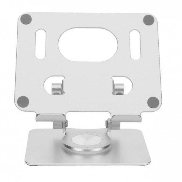 Aluminum Tablet Stand with 360° Rotation - Adjustable, Foldable for Heavy Tablets Computer J18 for Universal Cell Phone And Bluetooth Device - Silver