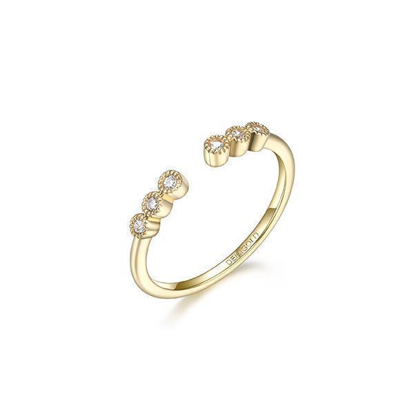 Diamondlite Cubic Zirconia Round Milgrain Open Ring - Gold - Size 7