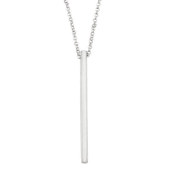 Sterling Silver Fashion Necklace with Pendant - Silver vertical bar