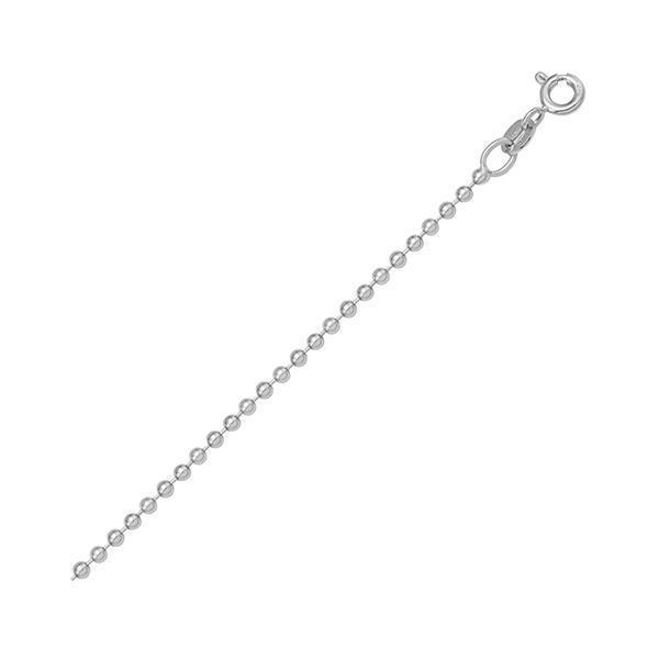 18" 18K White Gold Bead Necklace - 3 gm