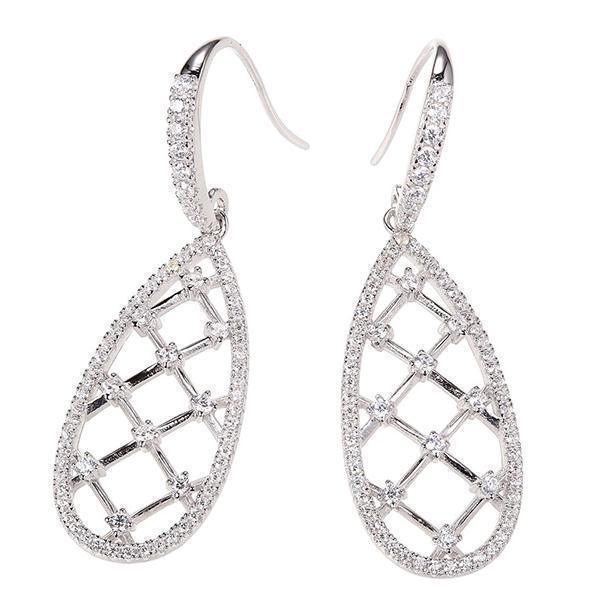 Diamondlite Cubic Zirconia Teardrop Lattice Earrings in Silver