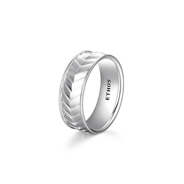 Sterling silver CJ Ethos CHEVRON rhodium plated patterned band - Size 10