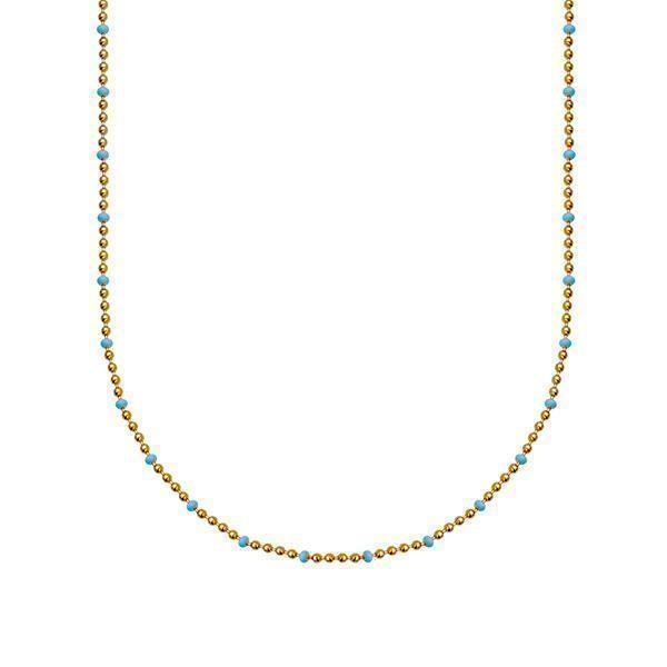 Enamel Bead Chain Necklace In Sterling Silver - Turquoise and Gold