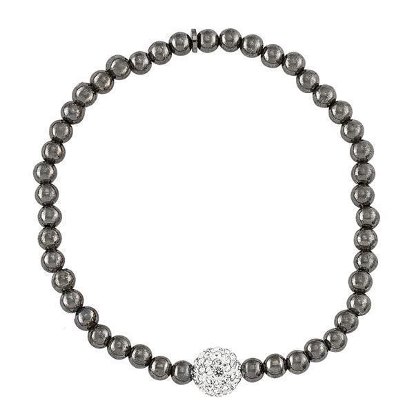 Sterling Silver Fashion Bracelet with CZ ball - Charcoal