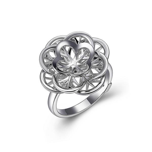 RR4LA9PA0-W-7 Sterling Silver Flower Ring Size 7