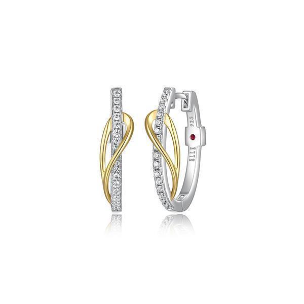 ER2LCMU-2T "Confluence" Pear Shape and Cubic Zirconia Oval Hoop Earrings