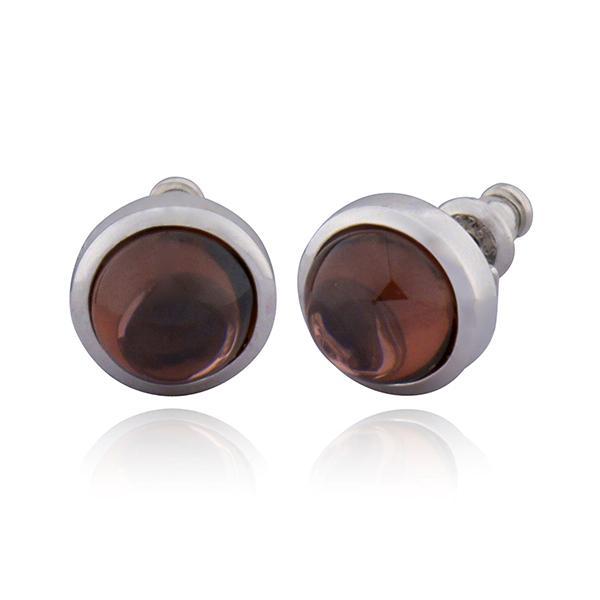 ER2LAPLE-W Smoky Quartz Cubic Zirconia Stud Earrings